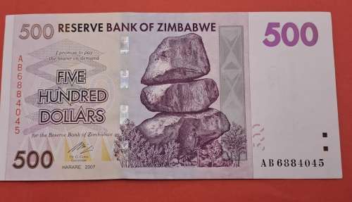 2007 Zimbabwe 500 Dollars Banknote