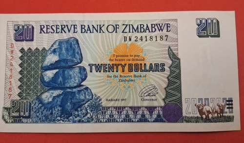 1997 Zimbabwe 20 Dollars Banknote