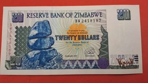 1997 Zimbabwe 20 Dollars Banknote
