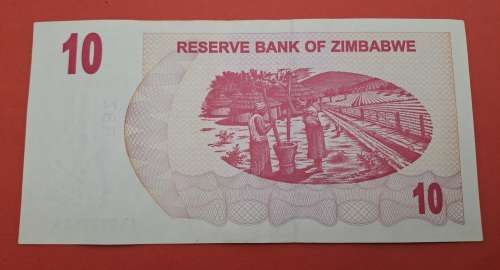 2006 Zimbabwe 10 Dollars Bearer Cheque Banknote