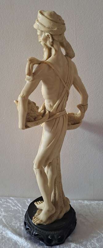 Large Vintage Asian Villager fisherman figurine - Resin