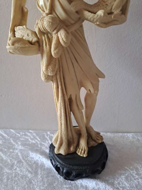 Large Vintage Asian Villager fisherman figurine - Resin