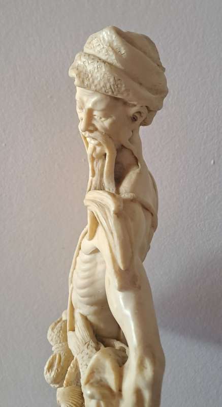 Large Vintage Asian Villager fisherman figurine - Resin