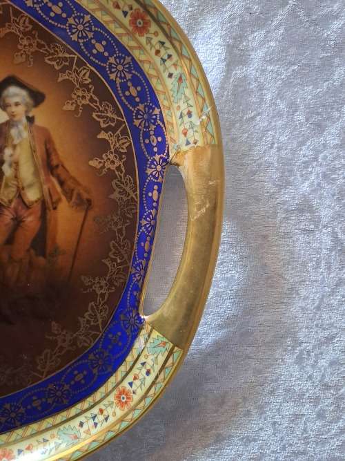 Antique Charlsbad Fine Porcelain tray made in Czechoslovakia (REPAIRED)