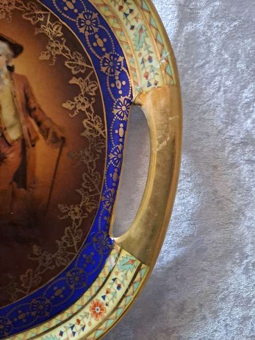 Antique Charlsbad Fine Porcelain tray made in Czechoslovakia (REPAIRED)