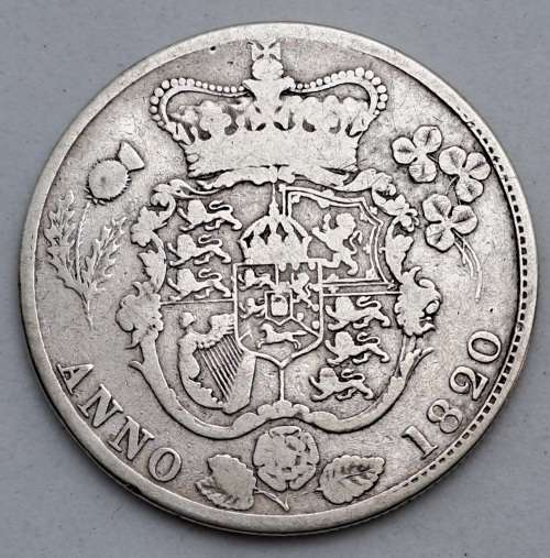 1820 United Kingdom Sterling Silver ½ Crown - George IV 1st portrait, 1st reverse