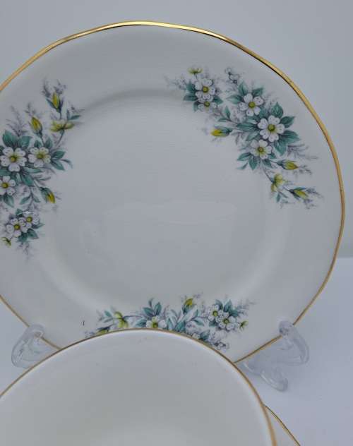 FOR BUYER vlinderskat ONLY!!!!! Queen Anne Bone China Side Plate and 4 Saucers Pattern 8654