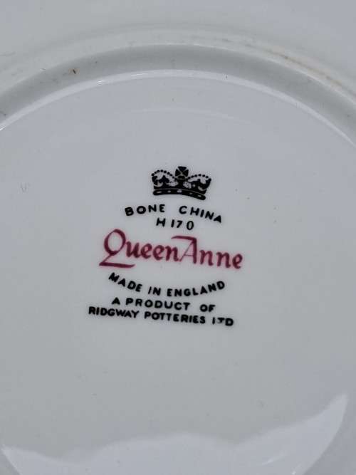 FOR BUYER vlinderskat ONLY!!!!! Queen Anne Bone China Side Plate and 4 Saucers Pattern 8654