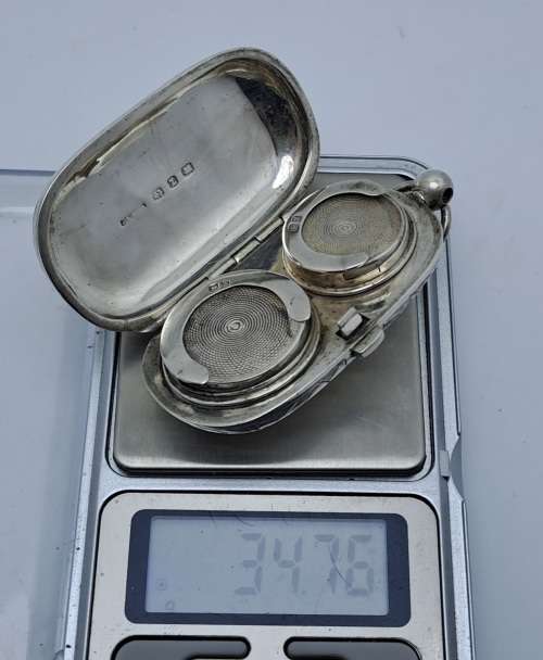 Antique 1924 Hallmarked Sterling Silver Coin Holder with 2 Silver 3d and 6d  Coins Berlingham