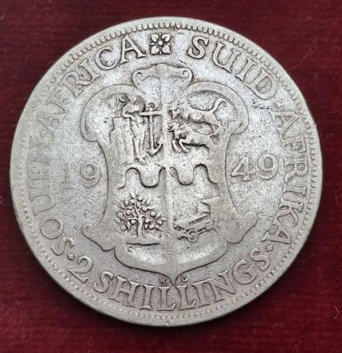 1949 South Africa 2 Shillings .800 Silver  - George VI 2 Shillings, IMPERATOR