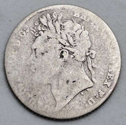 1824  United Kingdom SILVER  6 Pence - George IIII 2nd reverse