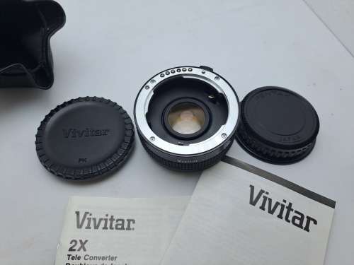 Vivitar MC  2X Tele Converter PK-A/R-PK in Pouch with documentation and  Caps -Pentax Mount