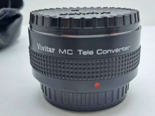 Vivitar MC  2X Tele Converter PK-A/R-PK in Pouch with documentation and  Caps -Pentax Mount