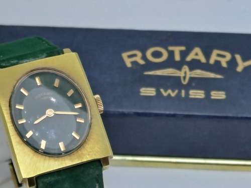 Vintage Rotary Swiss Windup Ladies Watch Working with Box.