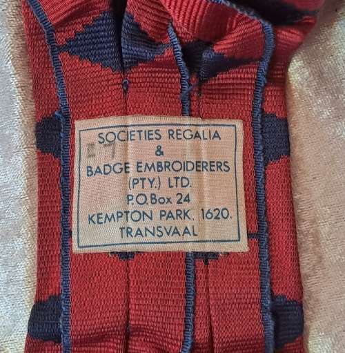 Vintage Masonic Royal Arch Sash -Companion-By Transvaal Badge Embroiderers
