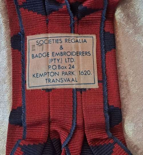 Vintage Masonic Royal Arch Sash -Companion-By Transvaal Badge Embroiderers