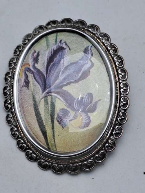 Rare Collectable Vintage Thomas L Mott Brooch  IRIS 50mmx38mm Art Deco  Hand Made in England