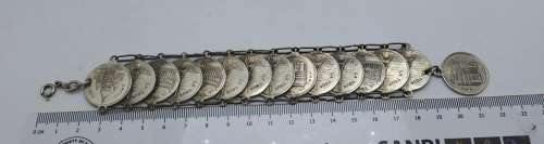Vintage Paris La Tour Eiffel Coin Souvenir Bracelet with Landmarks 23cm