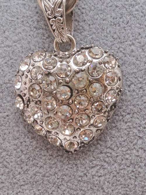 Vintage Pearl Necklace 42cm  with Heart Pendant 42x30mm