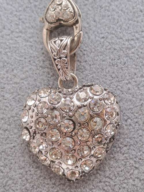 Vintage Pearl Necklace 42cm  with Heart Pendant 42x30mm