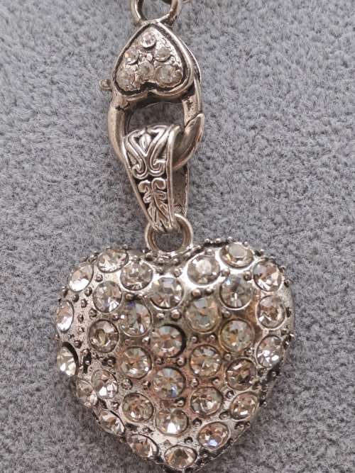 Vintage Pearl Necklace 42cm  with Heart Pendant 42x30mm