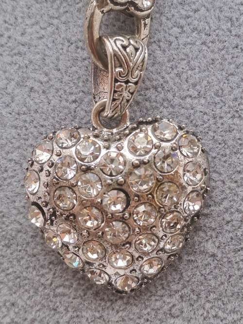 Vintage Pearl Necklace 42cm  with Heart Pendant 42x30mm
