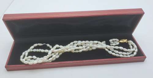Vintage 3 Strand  Pearl Necklace 42cm  (Boxed)