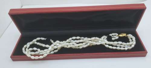 Vintage 3 Strand  Pearl Necklace 42cm  (Boxed)
