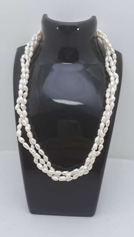 Vintage 3 Strand  Pearl Necklace 42cm  (Boxed)