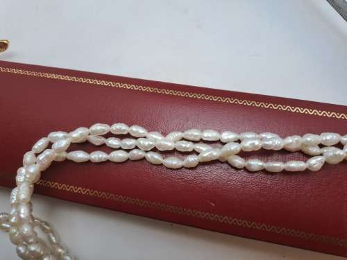 Vintage 3 Strand  Pearl Necklace 42cm  (Boxed)