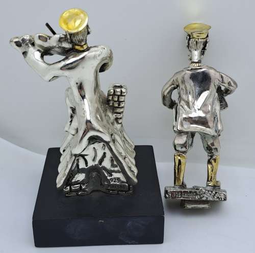 Vintage H.Karshi 925 Sterling Silver  Fiddler on the Roof and Accordion Player(No Stand) -Jerusalem