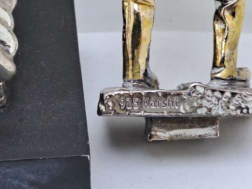 Vintage H.Karshi 925 Sterling Silver  Fiddler on the Roof and Accordion Player(No Stand) -Jerusalem