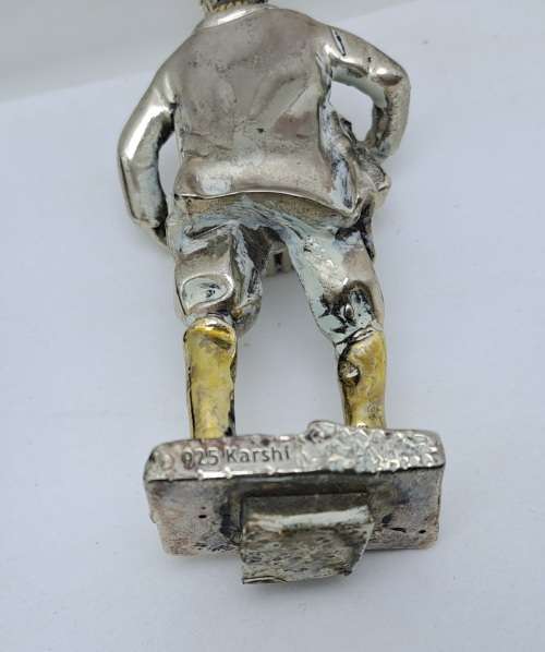Vintage H.Karshi 925 Sterling Silver  Fiddler on the Roof and Accordion Player(No Stand) -Jerusalem