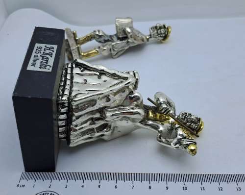 Vintage H.Karshi 925 Sterling Silver  Fiddler on the Roof and Accordion Player(No Stand) -Jerusalem