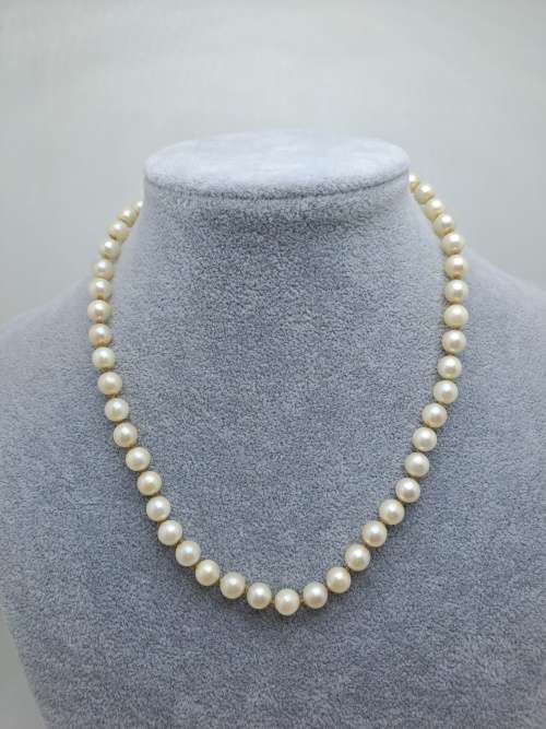 Vintage Genuine Pearl Necklace 41cm with Sterling silver Clasp-Pearls are 7mm in Diameter