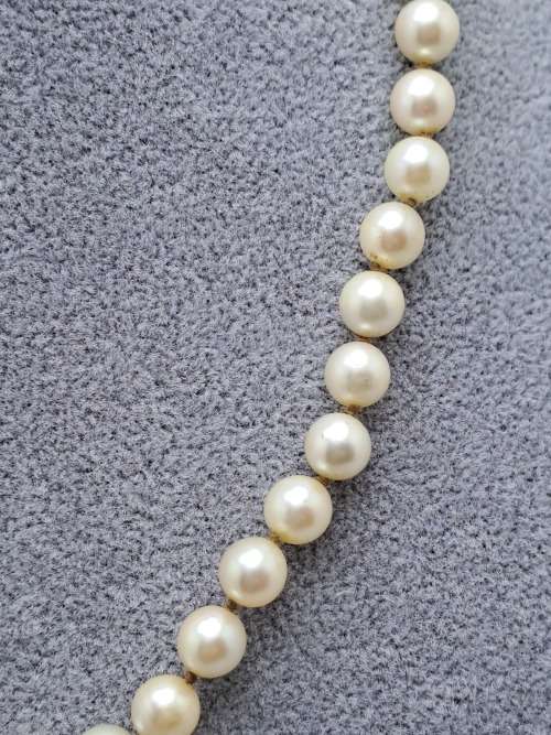 Vintage Genuine Pearl Necklace 41cm with Sterling silver Clasp-Pearls are 7mm in Diameter