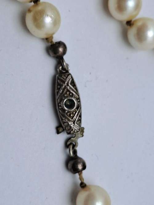 Vintage Genuine Pearl Necklace 41cm with Sterling silver Clasp-Pearls are 7mm in Diameter