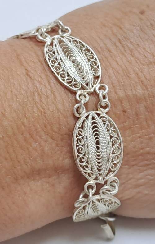 Antique / Vintage Sterling Silver Filigree Bracelet ( no Markings)