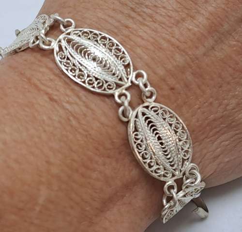 Antique / Vintage Sterling Silver Filigree Bracelet ( no Markings)