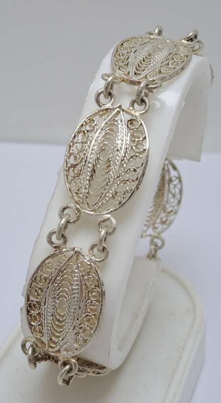 Antique / Vintage Sterling Silver Filigree Bracelet ( no Markings)