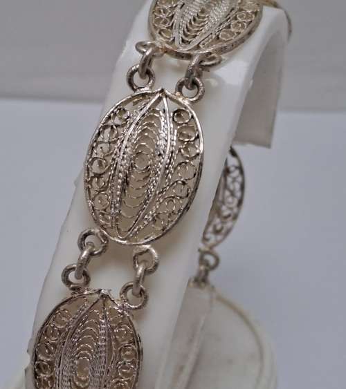 Antique / Vintage Sterling Silver Filigree Bracelet ( no Markings)