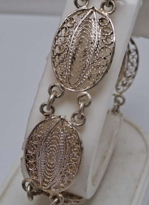 Antique / Vintage Sterling Silver Filigree Bracelet ( no Markings)