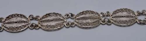 Antique / Vintage Sterling Silver Filigree Bracelet ( no Markings)