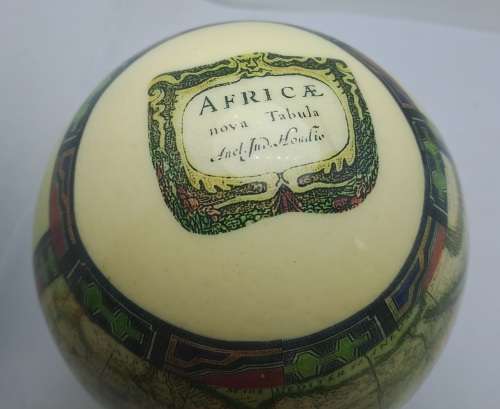 Decorated Ostrich Egg -Africae Tabula Nova (`New Map of Africa`) Elephants