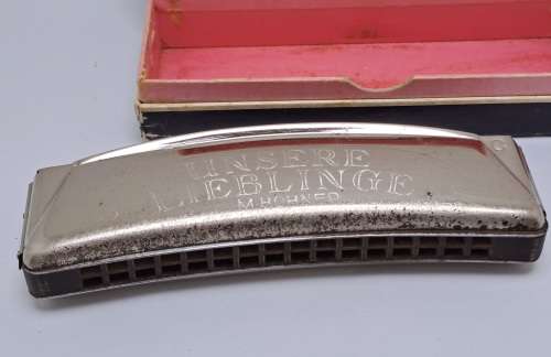 Vintage M.Hohner Harmonika UNSERE LIEBLINGE in Original Box.32 Holes