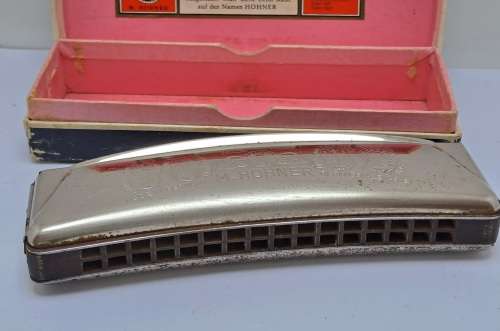 Vintage M.Hohner Harmonika UNSERE LIEBLINGE in Original Box.32 Holes