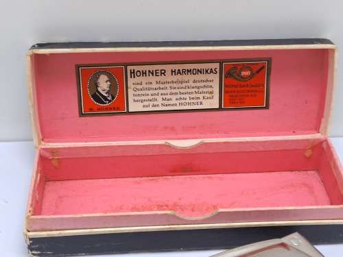 Vintage M.Hohner Harmonika UNSERE LIEBLINGE in Original Box.32 Holes