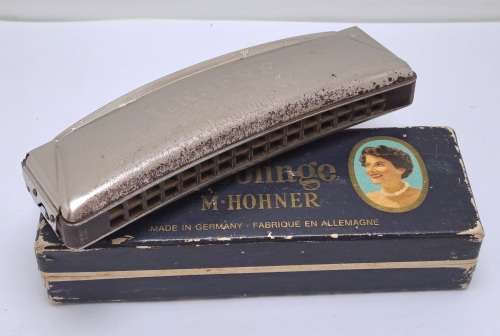 Vintage M.Hohner Harmonika UNSERE LIEBLINGE in Original Box.32 Holes