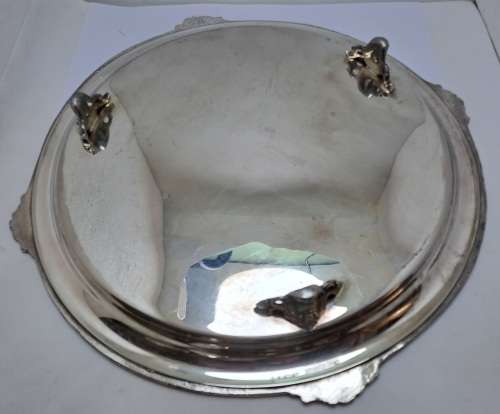 A Large Vintage 1950`s Seranco B.M Mount Silver-plate Tureen with Ladle and Tray