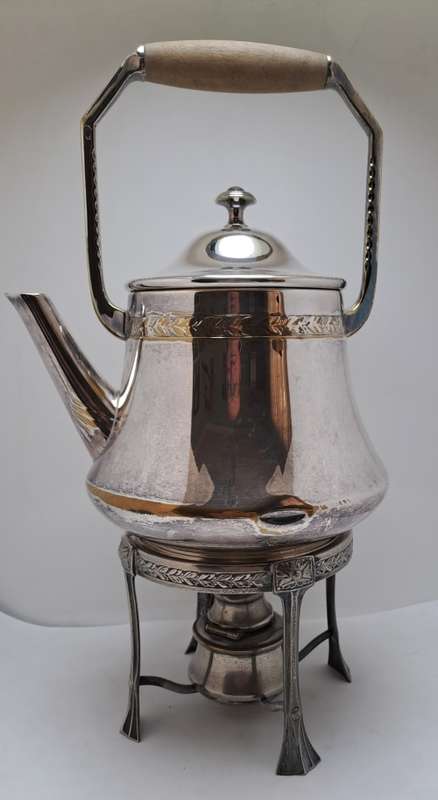 Antique / Vintage Silver 1,5L Teapot on Stand with Burner